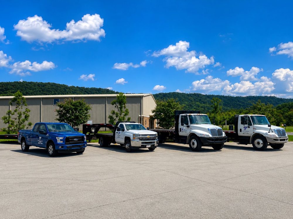 Teems Fabrication delivery fleet outside the facility